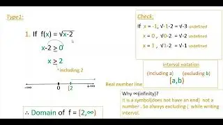 Write the domain of  square root functions  &radic;x-2, &radic;x+2 ,&radic;2-x, &radic;9-x2 ,&radic;x2-9 in an interval notation.