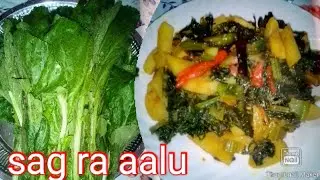 साग र आलुको मिठो तरकारी/how to make green spinach and potatoes curry
