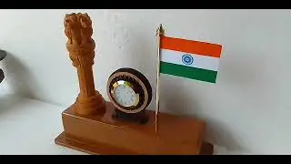 Wooden Ashoka Pillar With Clock National Fleg Memento | Available on IndiaMART