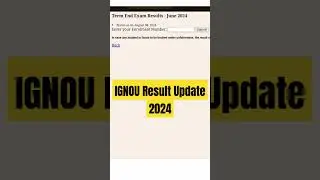 IGNOU Result Update 2024 | IGNOU Exam Result 2024 #ignou #ignouresult