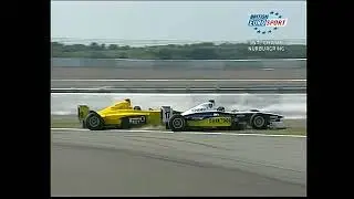 Nurburgring 2004 F3000 Race: Enge Friesacher collision (Natural audio) [AI-enhanced]
