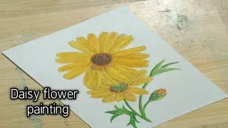 yellow Daisy flower painting watercolor tutorial | Afshan Art studio |