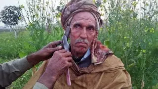 ASMR Village Style Fast Shaving With Barber Old [Akhoo ASMR]