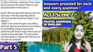 The Tempest : Act 1 Scene 2 , workbook Answers - part 5 (Extract 9 & 10)