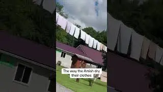 The way the Amish hang up their clothes without leaving their front porch ￼#amish #clothesline