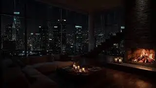 🌧️🔥 City Rain Sounds at Night – Cozy Fireplace Ambience for Deep Sleep and Relaxation