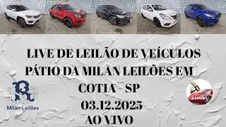 LIVE DE LEIL&Atilde;O DE VE&Iacute;CULOS NO P&Aacute;TIO DA MILAN LEIL&Otilde;ES  DIA 03.12.25