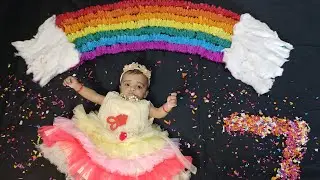 Rainbow 🌈 theme baby photoshoot|| DIY ideas at home||7 months baby photoshoot ideas