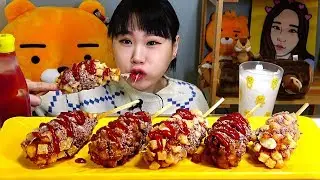 명랑핫도그 신메뉴 고구마통모짜핫도그 감자통모짜핫도그 먹방 Mukbang