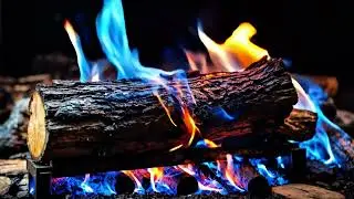 Get Warm, Unwind Slowly &ndash; Hypnotic blue flames flicker gently in a peaceful hearth setting