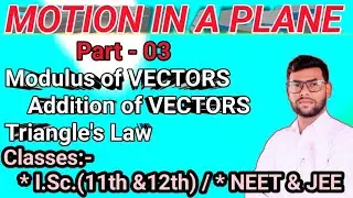 Motion in a Plane/Class-11/Part-3/Modulus of VECTOR/Addition/Triangle's Law