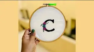Alphabet Letter Embroidery &lsquo;C &lsquo;🌸 #handbroidery  #letterembroidery#hoopartembroidery 