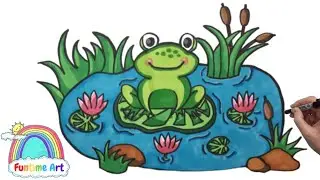 HOW TO DRAW AND COLOUR IN A HAPPY FROG #stepbystep #drawing #tutorial #howto | Funtime Art