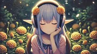 Calendula, spring, moon,beautiful elf girl sleeping at night/Sleep Music/Work Music