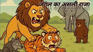 जंगल का असली राजा | JUNGLE KA ASALI RAJA | HINDI KAHANI |ANIMAL CARTOON | KAHANI
