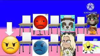 Red rubber ball bullies rubber ball and annoyed the class/detention 