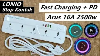 Tes Smart Stop Kontak LDNIO SC5415 | 2500w | 16A | 5 Port AC | Fast Charger | QC 18w AFC 15w PD 20w