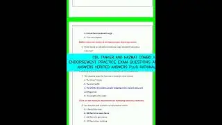 CDL TANKER AND HAZMAT COMBO X ENDORSEMENT PRACTICE EXAM QUESTIONS AND CORRECT ANSWERS VERIFIED ANSWE