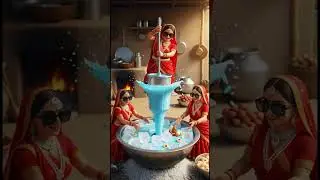🌾 Tiny Punjabi Women Create Giant Blue Lychee Ice Cream 🍦 | AI Miniature Village Magic