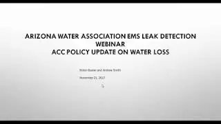 Water Loss and Leak Detection for Utilities Webinar