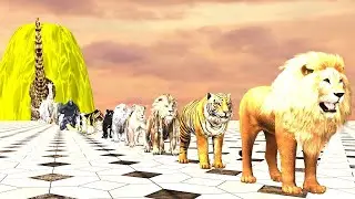 Paint Animals Gorilla Cow Lion Elephant Dinosaurs Fountain Crossing Animal Cartoon