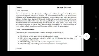 M.A. POLITICAL SCIENCE NEW SYLLABUS 2023 ||Semester l || DU