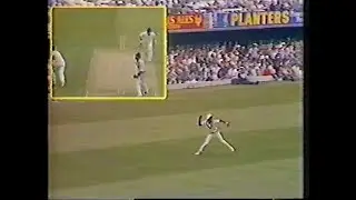 GEOFF MILLER run out (ELDINE BAPTISTE) 0 ENGLAND v WEST INDIES 2nd TEST DAY 2 LORD'S JUNE 29 1984