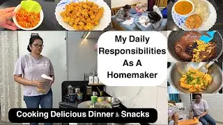 Life as Mom of 2, Homemaker & Wife ! Simple Dinner Routine | Dal Chaat, Aloo Bharta, Walnut Fudge
