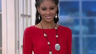 Dennis Basso Ruched Sleeve Soft Touch Top with Microchain Trim on QVC