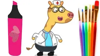 How to draw Dr  Kirin for kids / wolfoo cartoon Dr  Kirin Drawing / Doktor Kirin chizish / Mr Wolfoo
