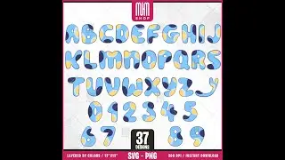 Blue Dog Alphabet With Numbers Svg, 37 Designs Easy to use Cartoon Characters, Layered Svg by colors