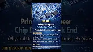 Hiring Principal Engineer Chip Design Back End (Physical Design) #WhiteHorseManpower #YouTubeShorts