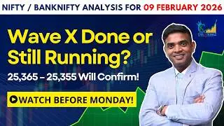 Nifty Prediction for Monday 9 Feb 2026: Wave X Complete or Still Pending?