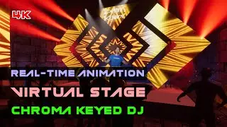 Real-Time Animated Virtual Stage (4K) Visual Performance - Chroma Keyed DJ