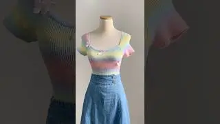 Cutest knit top i found in tiktokshop 🌈✨🦋 #outfitstyle #outfitideas #knittop #cuteoutfits #cutetop