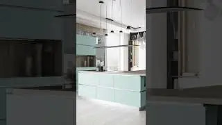 Midjourney V5 -Stunning turquoise kitchen design