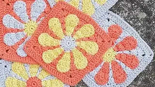 Vintage Daisy crochet granny square -tutorial-