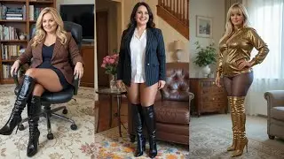 Older Women are very gorgeous Leather Thigh High Heels with Elegant Design