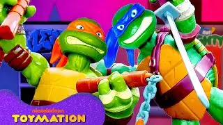 TMNT Toys Fight Night Pizza Party! ⚔️ w/ Knock Outs, SLIME Battles & More | Toymation