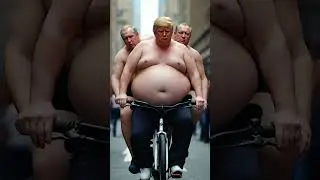 Fat Trump on a Bike | Shirtless & Struggling | Funniest AI Image Ever! 😂  #trump #putin #donaldtrump