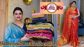Amazon festive wear Beautiful Saree & Jewellery set haul @PoojaRikichoyal 