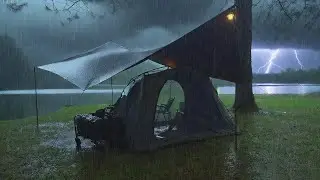 POURING RAIN‼️ 5 DAYS Solo Camping in heavy rain and Thunderstorms