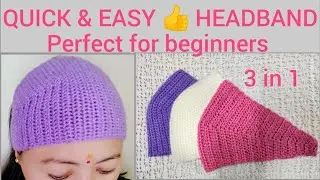 Crochet Super Easy 3 in 1 Headband for beginners 👍 Ear warmer, Neck warmer @mamtadharmshaktu-n3l