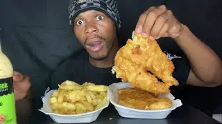 Golden Bites: Hake Fish and Chips / MUKBANG 
