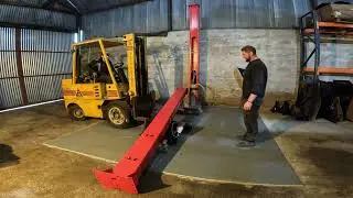 Digging out for a concrete slab. Installing vehicle lift.