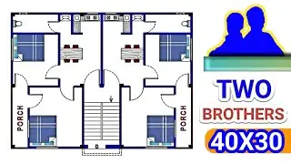 40*30 house plan for two brothers | 40*30 home design with 4bhk