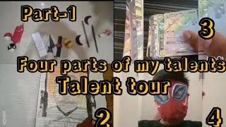 showing all my crafts, drawing, card collection, showing my face with mask