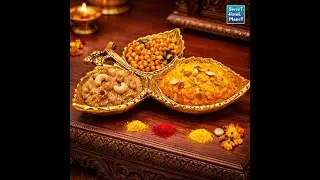 Traditional Golden Leaf Metal Bowl Elegant Puja & Home Decoration Serving Tray