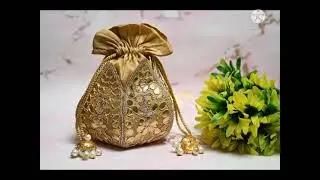 Exclusive lotus potli bag || Handmade gotta work potli bag for wedding || Designer potli bag