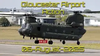 Gloucester Airport non stop action 6 Aug 2025 Many local and visitors including a Chinook for fuel!
